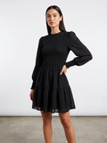 Black Smocked Tiered Mini Dress