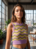 Purple Wave Knit Crop Top