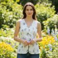 Light Blue Floral Top - Front View